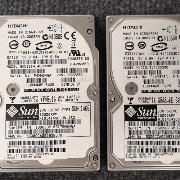 2pc - Hitachi SAS LOT HUC101414CSS300 146GB Hard Drive 10K RPM N13508 SUN 6gbspd - Picture 1 of 4